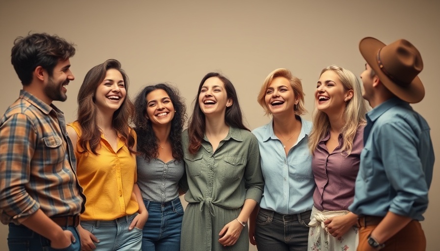 Group wearing vintage styles in Banana Republic Archive setup.