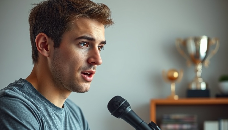 Young man discussing AI automation opportunities in a simple indoor setup.