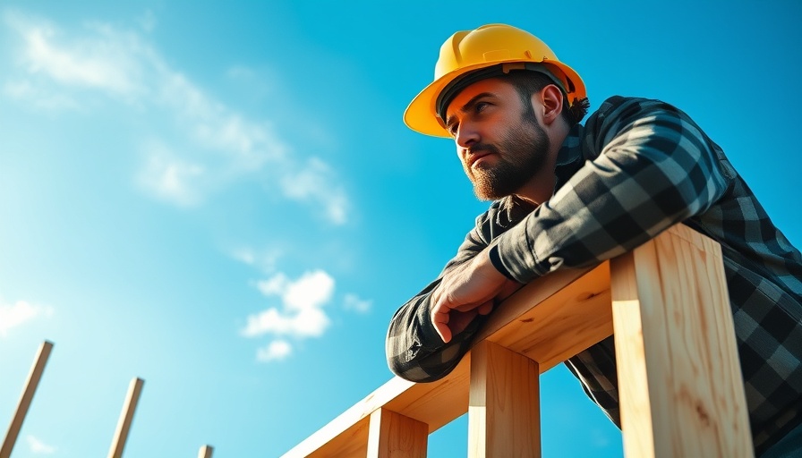 Small business lending in construction, worker on wooden frame in sunlight.
