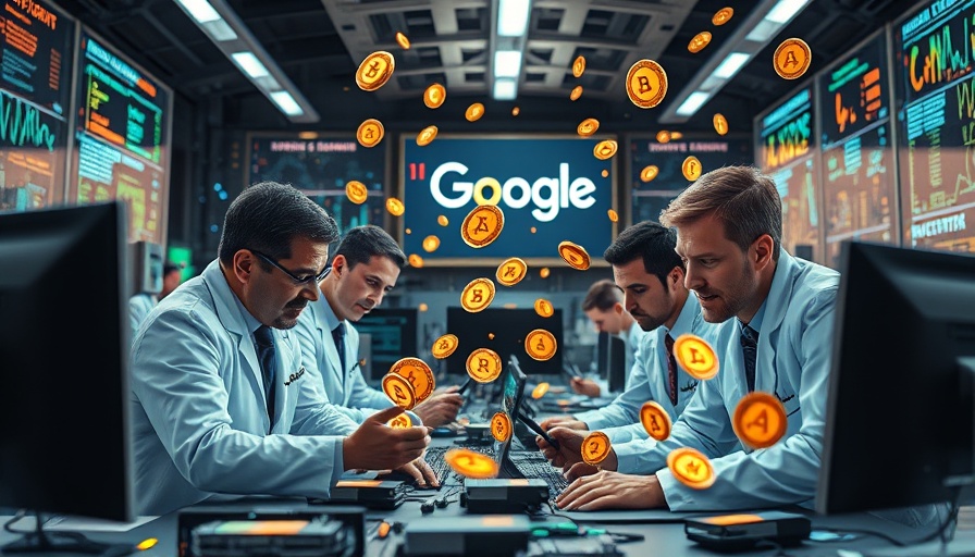 AI reviews: Scientists analyzing AI tokens in a futuristic lab with Google logo.