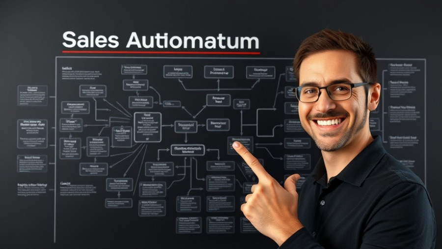 n8n Sales Automation diagram with smiling person pointing.
