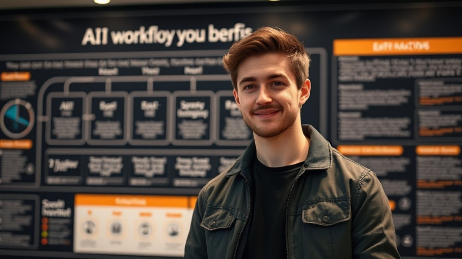 N8N AI Workflow Builder demonstration with young man explaining benefits.