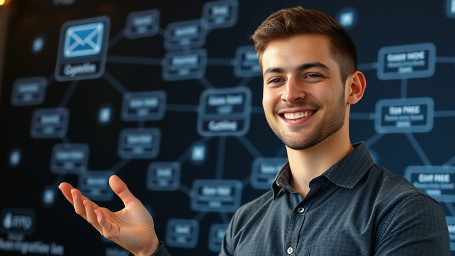 No-Code Email Marketing Automation demo by young man with flowchart.