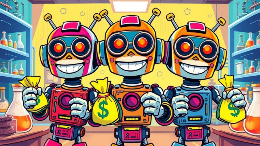 OpenAI for-profit conversion illustrated with cheerful robots holding money.