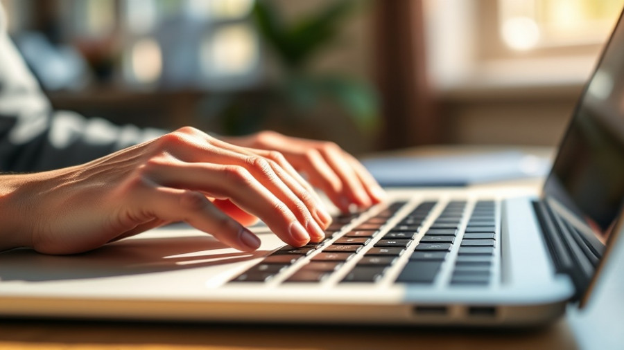Close-up of hands typing on a laptop for AI learning.