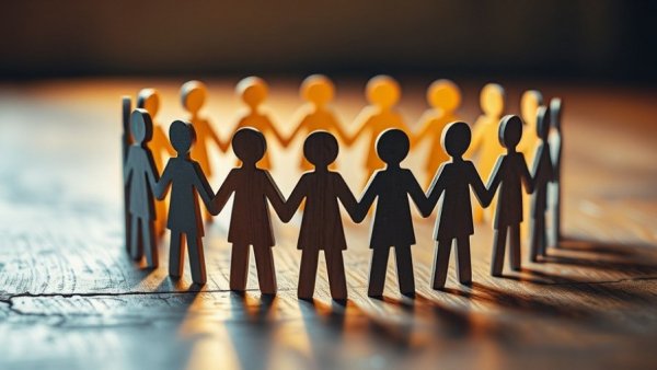 Wooden cutout figures in a circle illustrating Agentic AI and healthcare payment integrity.