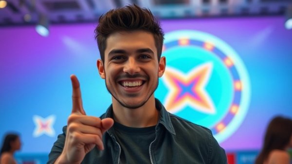 Chinese AI Technology Advancements concept with excited young male.