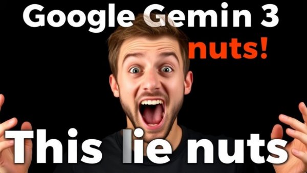 Young man excitedly reacts to Google Gemini 3 update with text overlay.