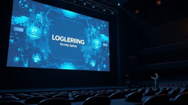 Person presenting AI marketing software with iconic tech branding.