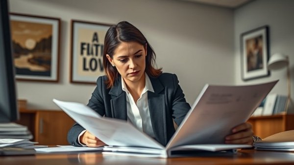 Professional woman reviewing documents at desk for small business lending.
