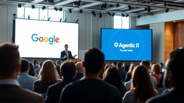 Google Gemini Agent announcement presentation with audience.