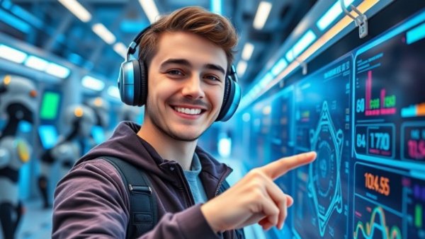 AI marketing and open source concepts in a futuristic tech lab.