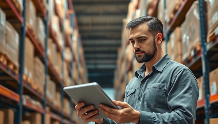 Warehouse worker analyzing inventory for short-term financing options.