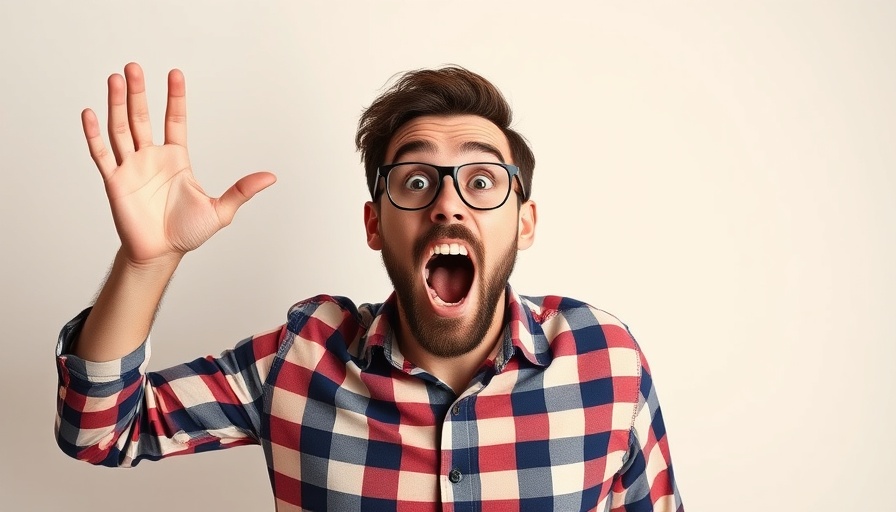 SEO Evolution 2025: Man excited about SEO news with banner.