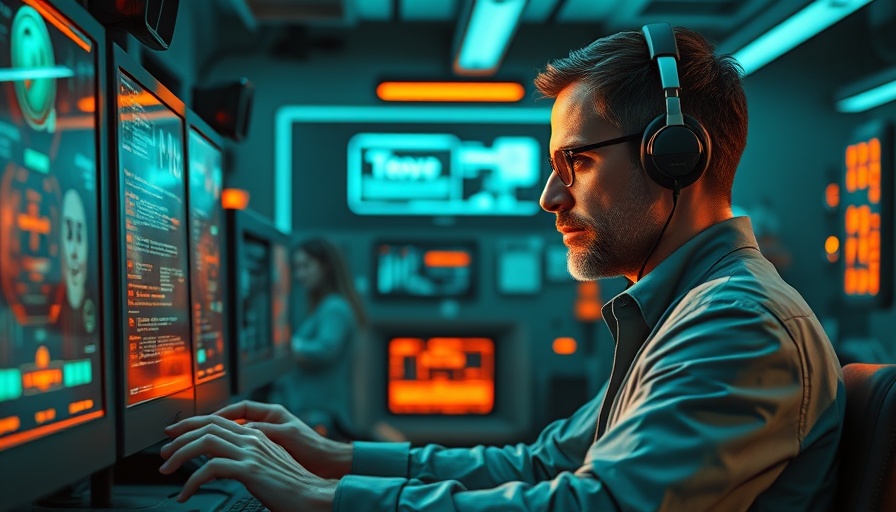 State of AI Mid-2025: Retro-futuristic tech lab with AI display.