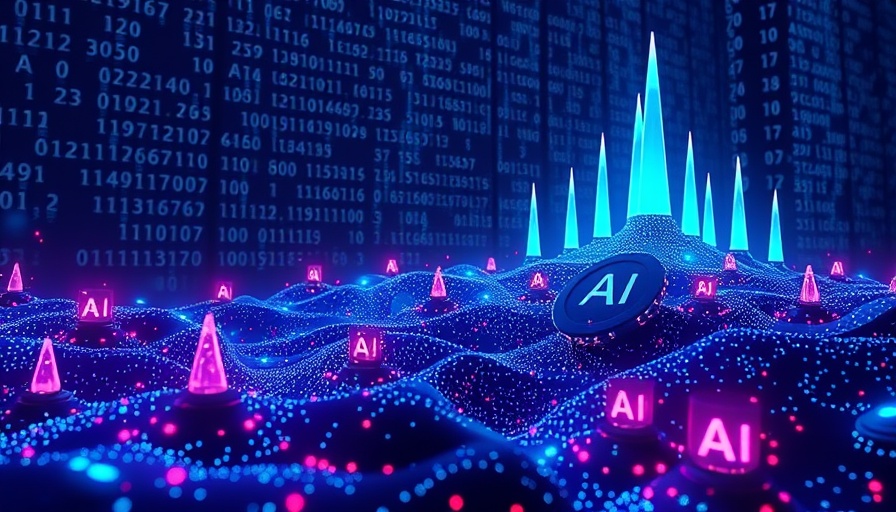 AI token usage growth represented with digital tokens in a futuristic setting.