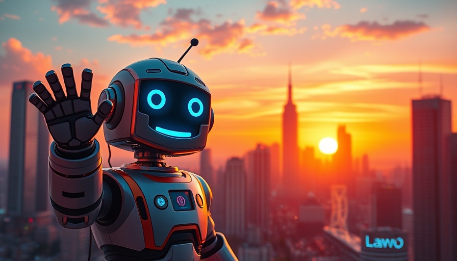 Retro robot and cityscape representing Open AI models for businesses.