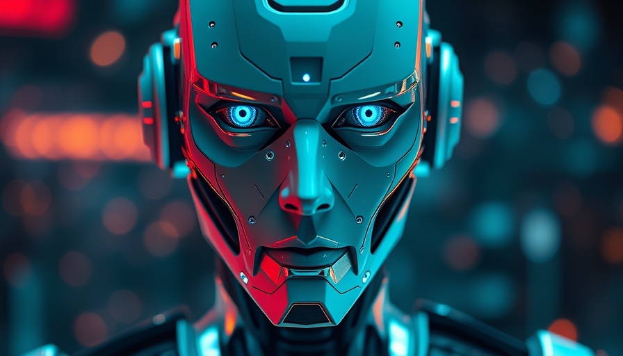 Futuristic AI humanoid with glowing elements, ai marketing software.