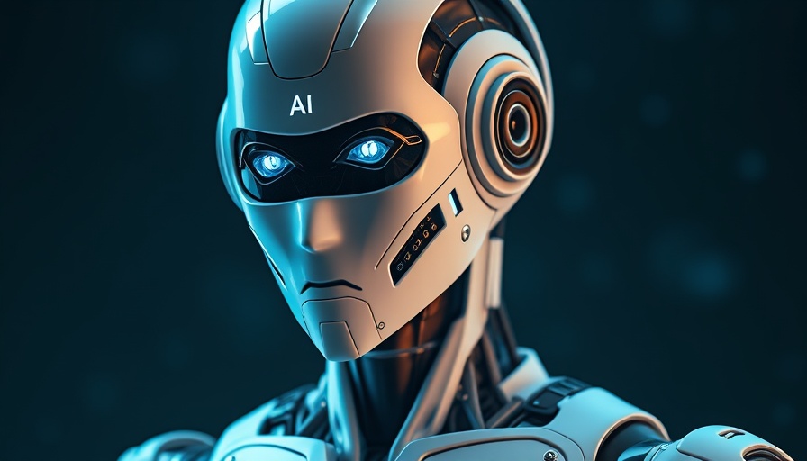 Futuristic humanoid robot representing AI marketing software.