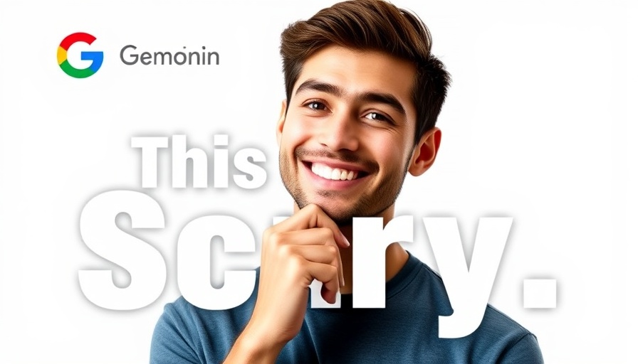 Google Gemini Updates announcement with smiling man and bold text.