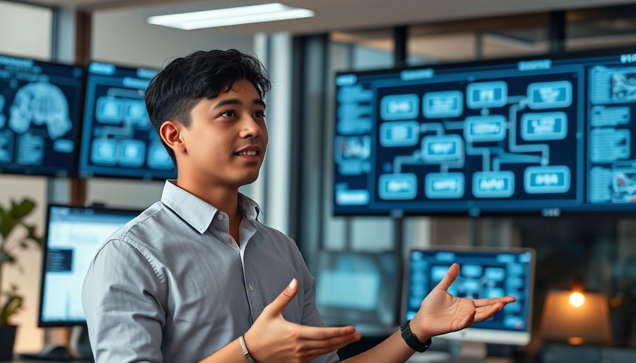 AI text to workflow builder diagram in modern office setting
