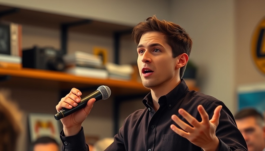 AI paradigm shift for business owners: young man speaking passionately.