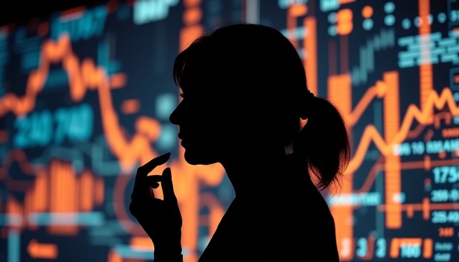 AI learning path concept with silhouetted woman and digital data.