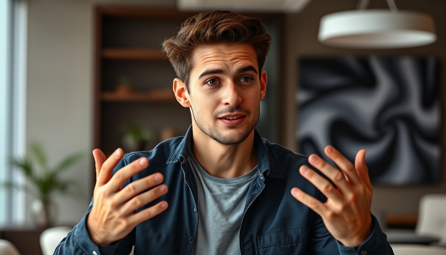 Young man discussing underpricing AI automations in a bright room.