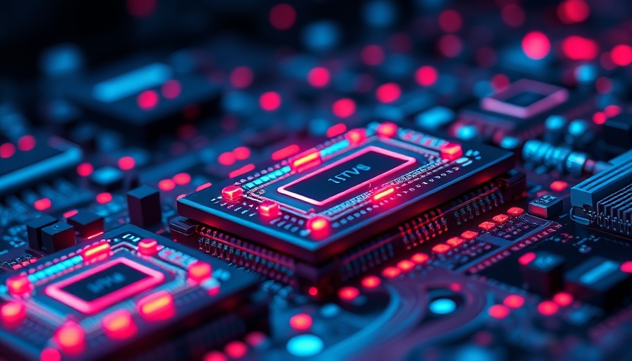 Close-up of silicon quantum chips with glowing elements.