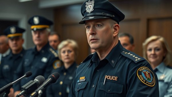 Press conference on Oregon school shooting with police officer.