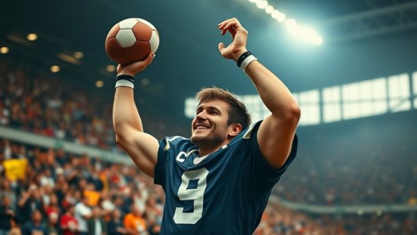 BYU player celebrates during upset victory over Notre Dame.