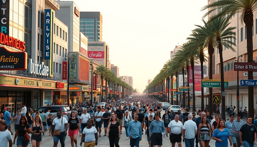 Vibrant city street showing urban diversity in US city life