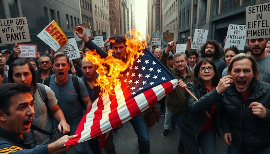 Protesters burn American flag; tensions rise in Iran demonstration.