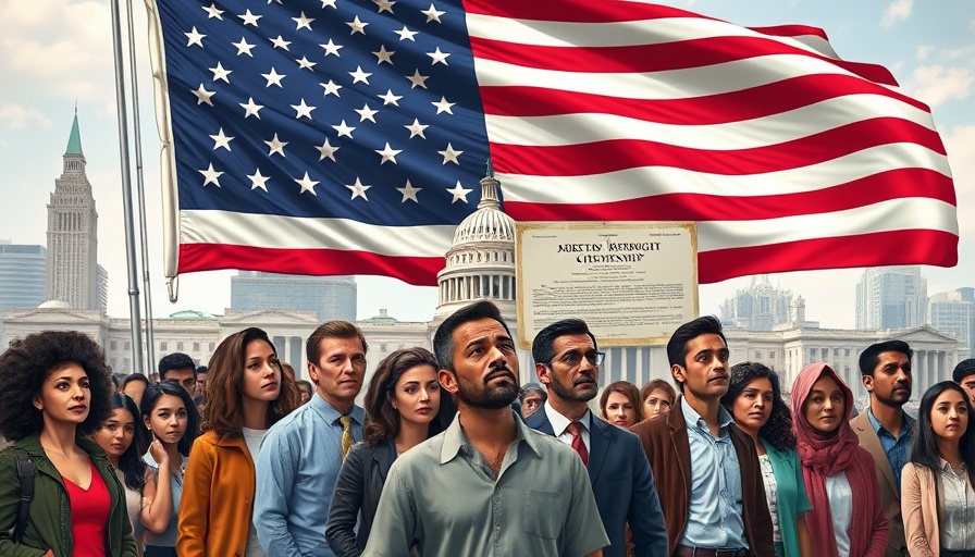 Diverse people with American flag and legal documents symbolizing birthright citizenship.