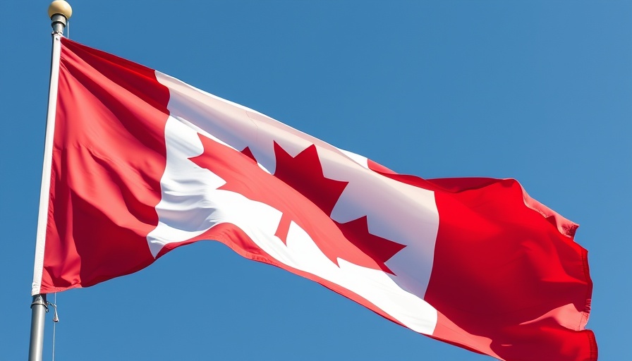 Canada's flag in a clear sky representing Canada's Tech Talent Strategy.