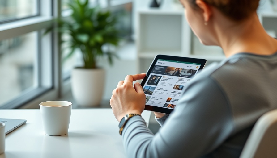 Person viewing tablet with U.S. Visa Processing Updates in office.