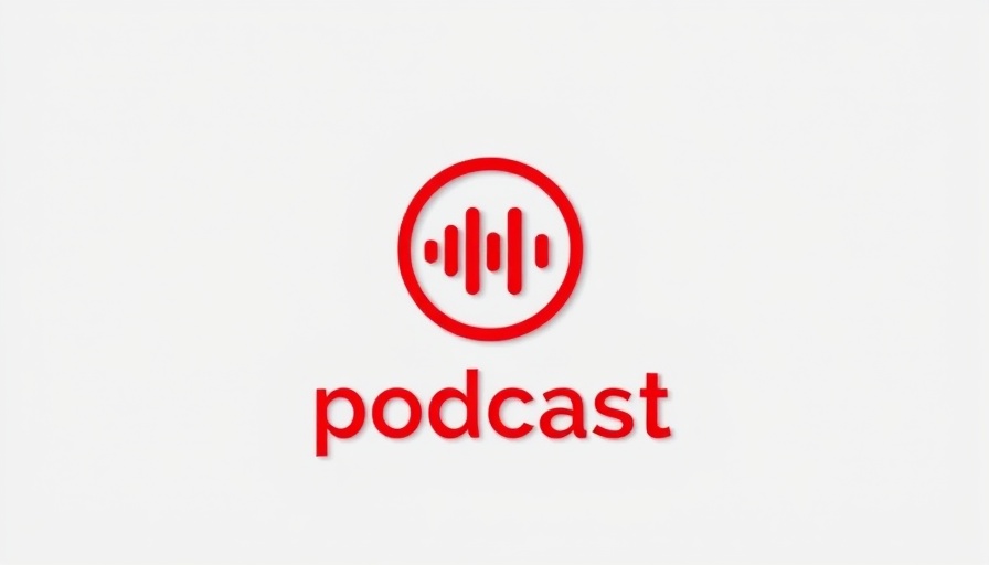 Minimalistic podcast logo with red circular icon.