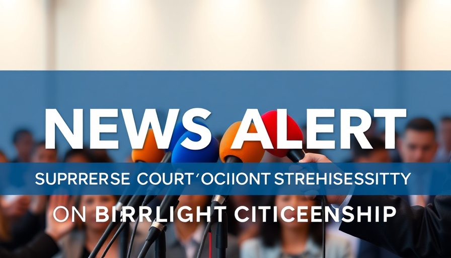 News alert on Supreme Court Decision on Birthright Citizenship with microphones.