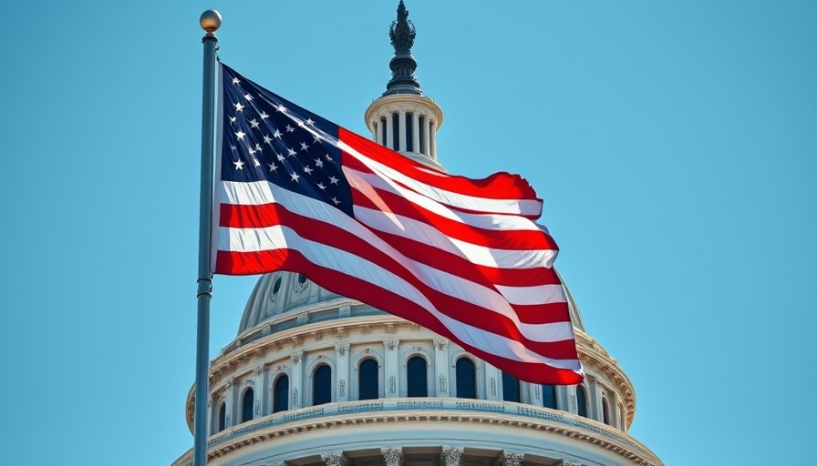 Trump agenda bill theme with U.S. Capitol and flag