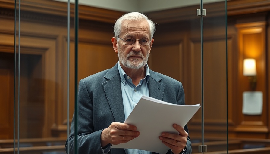Older man in courtroom, holding documents in glass enclosure. Timur Ivanov Corruption Case.