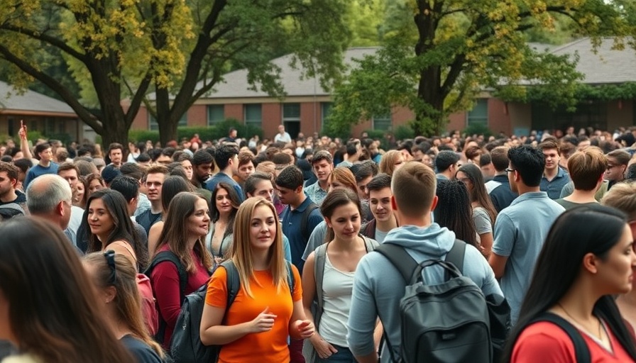 Crowd of students at University of California semester system event.