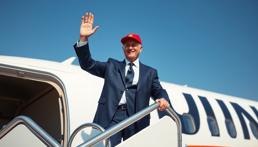 Man boards plane waving, related to Education Funding Freeze California.