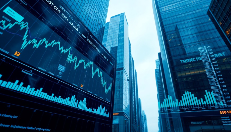 Futuristic financial market interface with trends graphics.