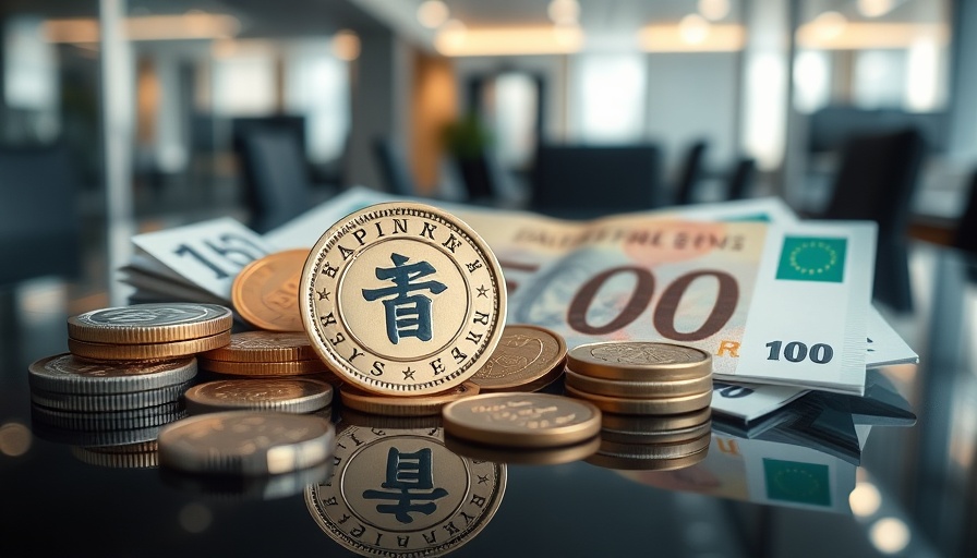 Close-up of yen coins and Swiss franc notes showing currency rise.