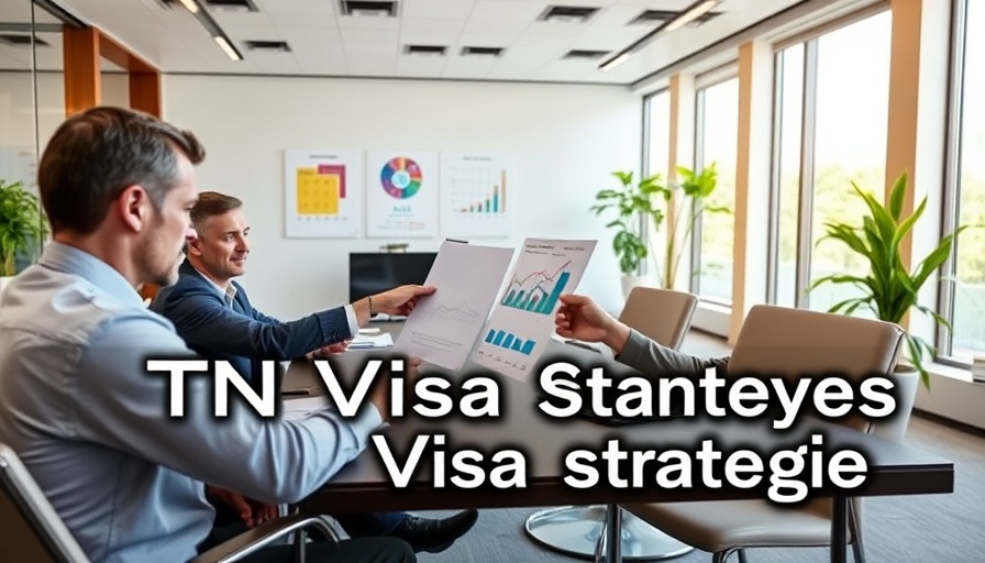 TN Visa strategies meeting visualization with charts and documents.