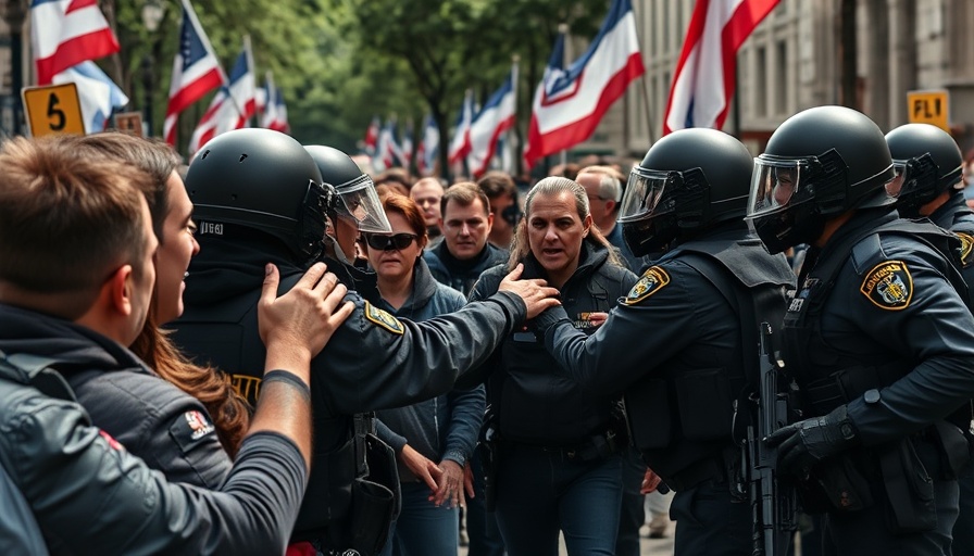 Federal agents in standoff during July Fourth ICE protest.