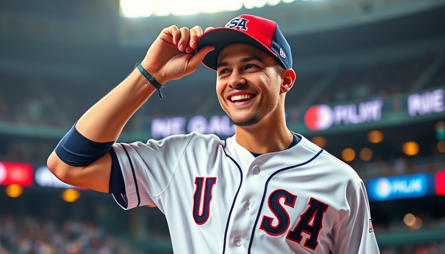Bobby Witt Jr Team USA player adjusting hat at World Baseball Classic.