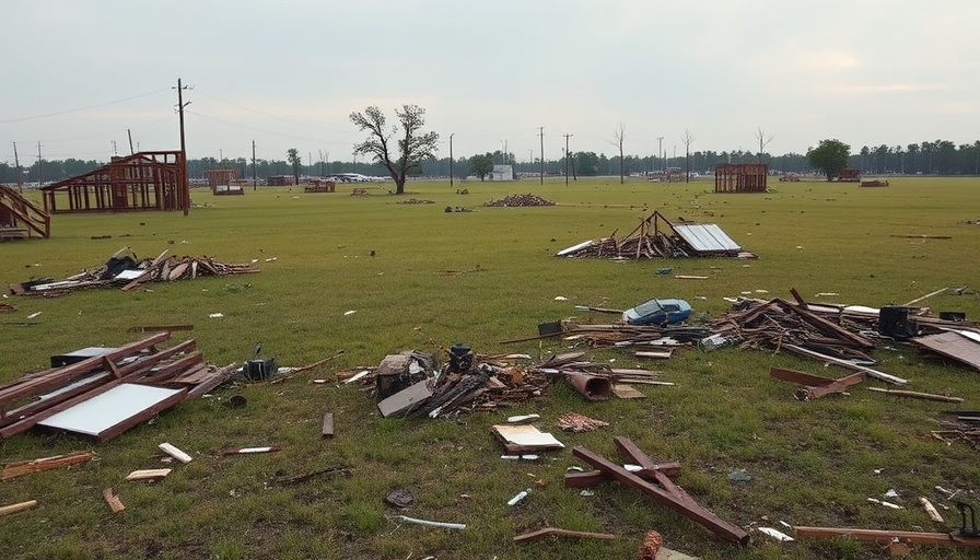 Texas floods recovery efforts showing debris strewn field