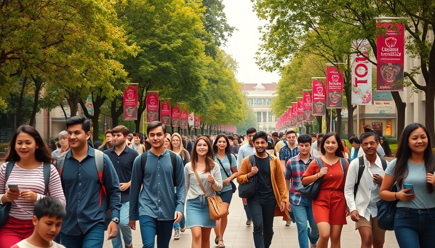 College students walking on campus amid California HSI funding lawsuit