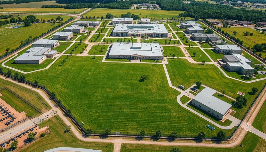 Aerial view of juvenile detention facility complex.
